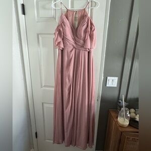 Azazie Dusty Rose Flutter Sleeve Maxi Dress
